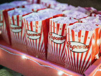 Multiple pages of popcorn lined up in rows.