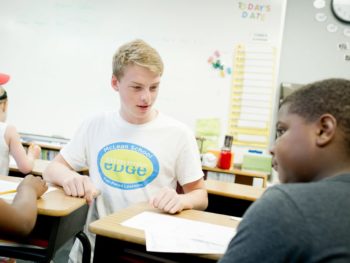 Boys at desks at the Keep it Fresh program