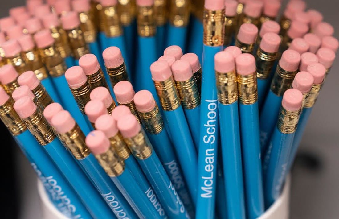 Bowl of blue pencils