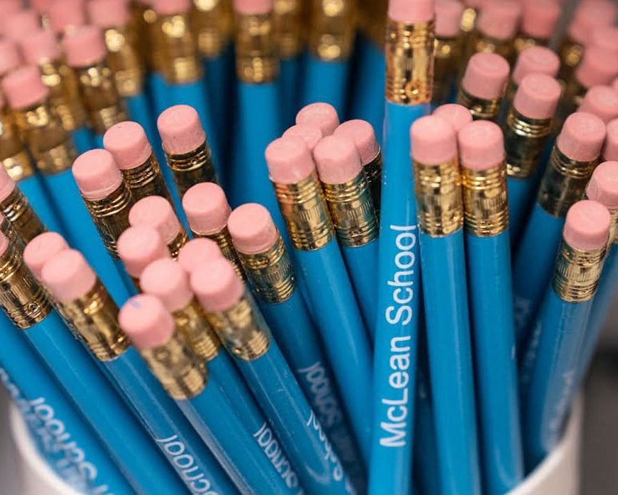 Bowl of blue pencils