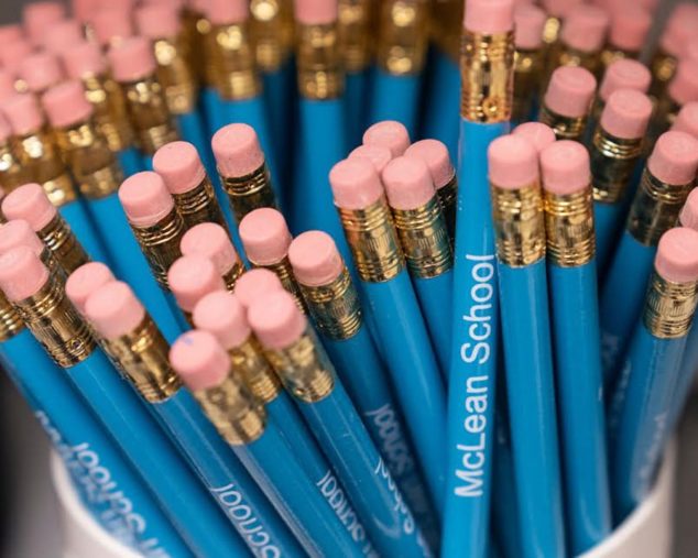 Bowl of blue pencils