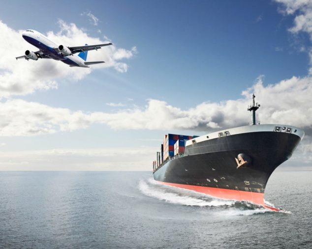 Cruise ship and plane