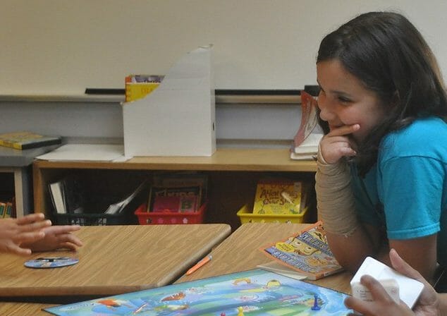 Students having a conversation