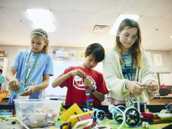 Students working with legos.