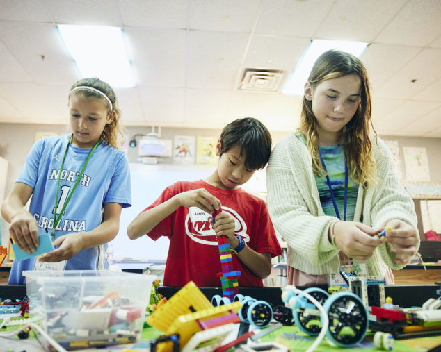 Students working with legos.