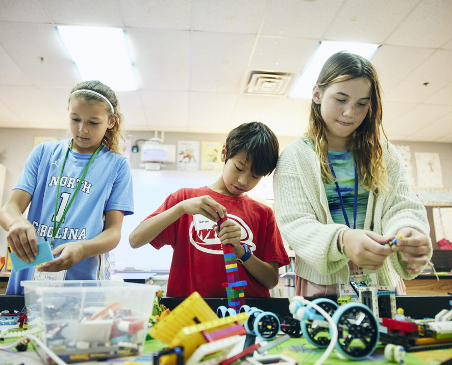 Students working with legos.