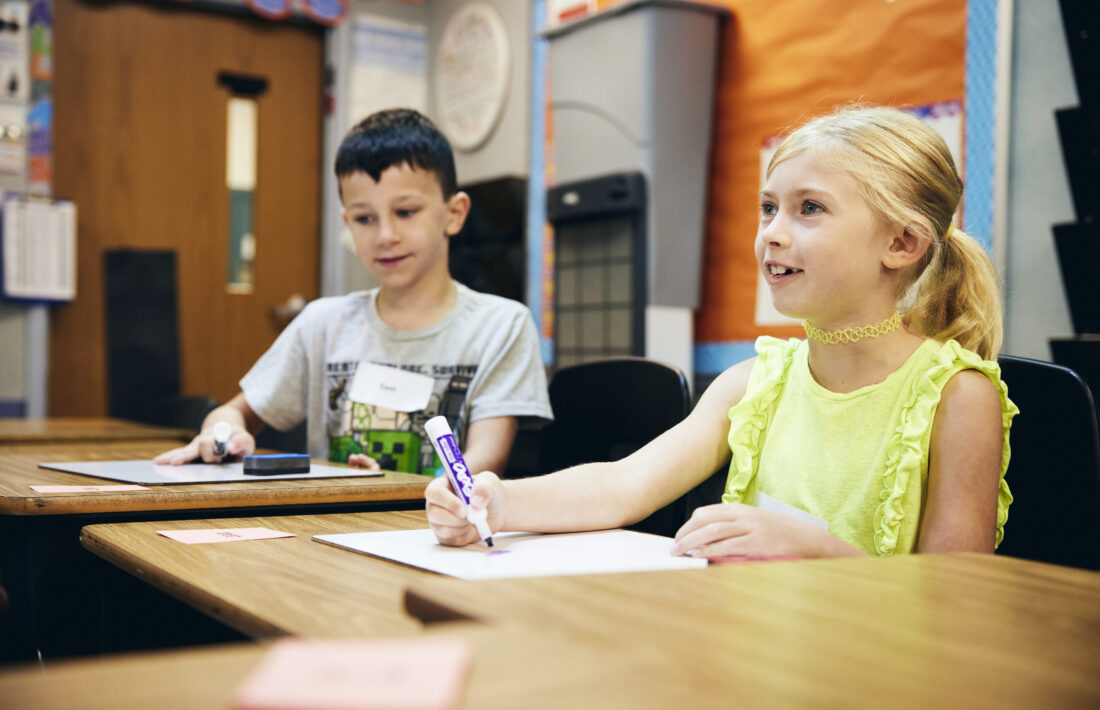 Young students in a reading class.