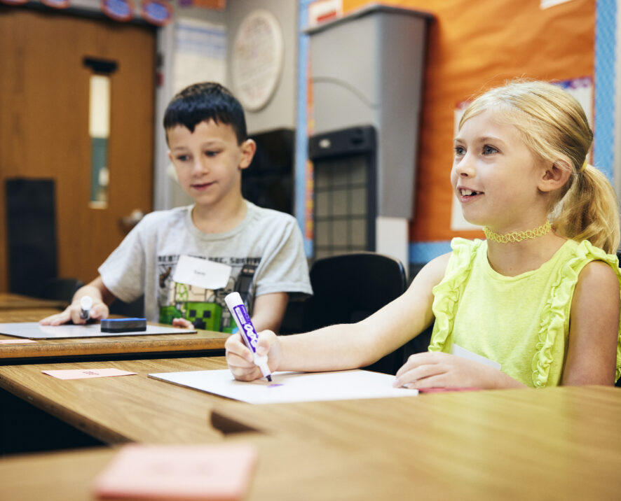 Young students in a reading class.